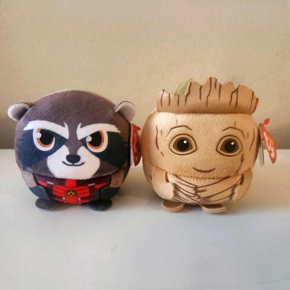 Marvel Beanie Baby Rocket and Groot Plush Toy Set